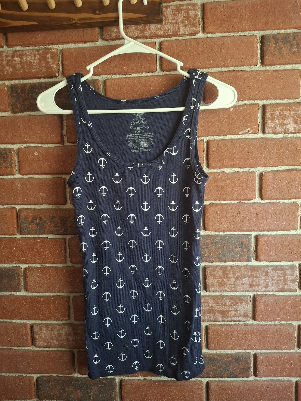 Faded Glory Navy Ribbed Anchor  Tank
